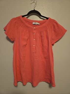 Vineyard Vines Gauze Woven Flutter Sleeve Top Pink S NWT